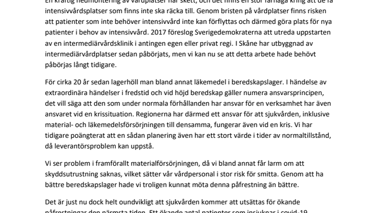Vi behöver se om vårt eget hus inför framtida kriser