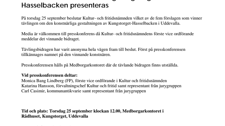 Vinnaren av konstnärstävling Kungstorget-Hasselbacken presenteras