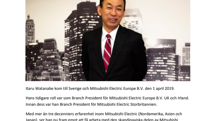 Mitsubishi Electric tillsätter ny Branch President