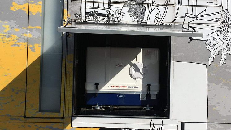 Image - Fischer Panda UK - The advanced Fischer Panda UK 8000i PVMV-N variable speed generator installed on the Travelling Gallery bus