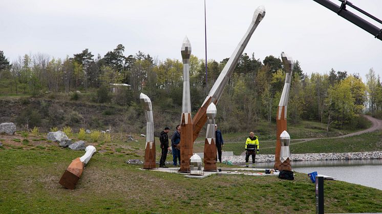 Montering Mattias Härenstams kunst Langøyene 10.05.2023