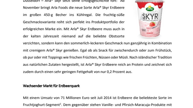 Neuzugang im Arla® Skyr Sortiment: Erdbeergenuss auf isländische Art