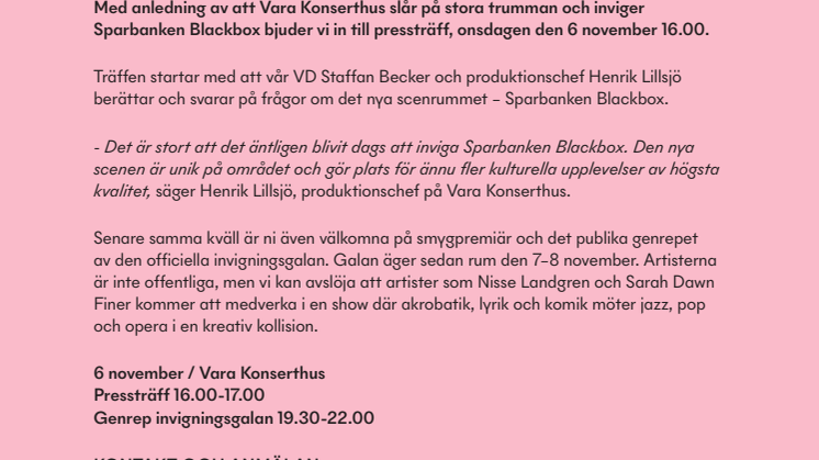 Pressträff Vara Konserthus 6 nov