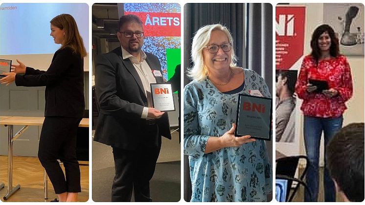 Michaela Bolins, David Altefur, Birgitta Alm och Petra Blomberg har alla fått utmärkelsen Årets BNI:are i sin region.