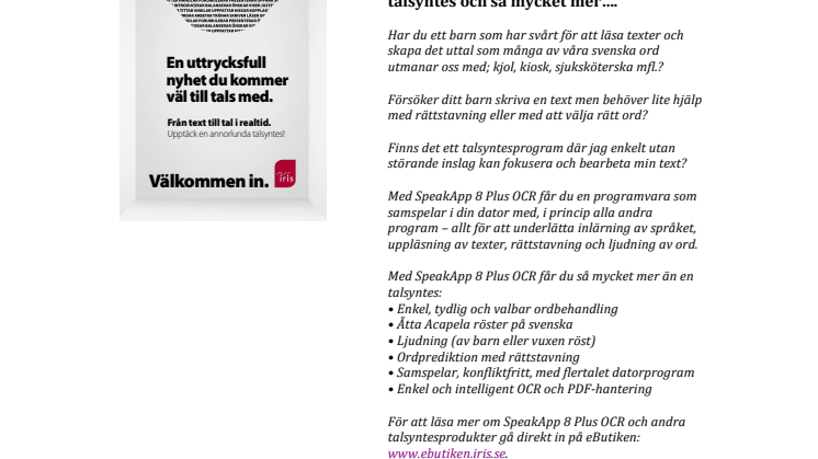 Iris Hjälpmedel lanserar: Nyheten som talar för dig!