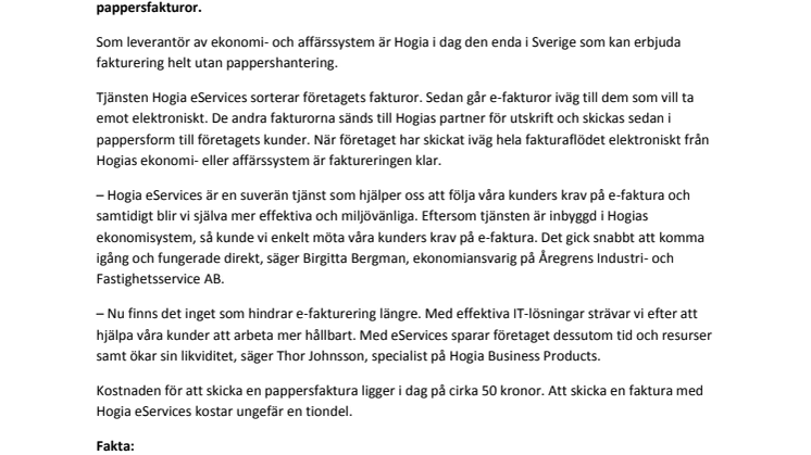 Hogia hjälper företag fakturera utan pappershantering