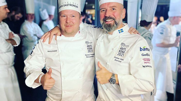 Culinary Director Krister Dahl (t.h.) tillsammans med Gunnar Hvarnes, Culinary Director på Compass Group, Norge