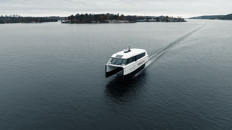 Candela P-12 taking off outside Stockholm's port