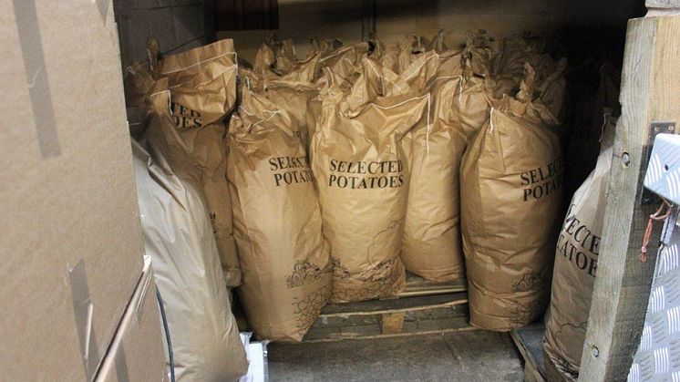 Tobacco hidden in potato sacks found at rented farm buildings in Warwickshire