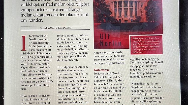 Ulf Norlins roman "Normalisering" i Kulturnytt