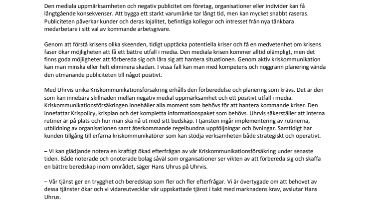 Kriskommunikationsförsäkring – stärker företagets kriskommunikation och beredskap