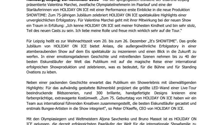 HOLIDAY ON ICE stellt gemeinsam mit Hauptläuferin Valentina Marchei neue Produktion SHOWTIME in Leipzig vor