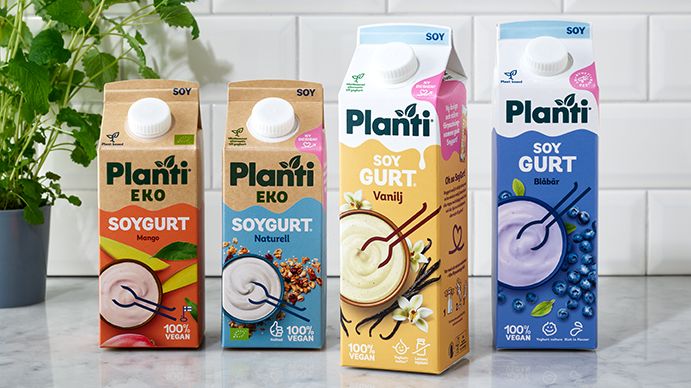 Ny förpackning från Planti, samma goda krämiga innehåll från Sveriges mest köpta växtbaserade gurt-märke*.