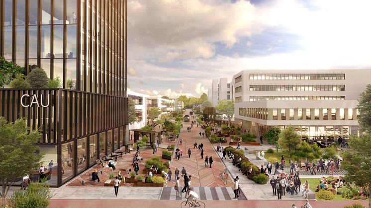 Det mest urbana och livliga stråket av campusområdet där bottenvåningarna har ett rikt utbud av upplevelser i form av caféer, restauranger, butiker, kontor, utställningar och startup-hubbar. 