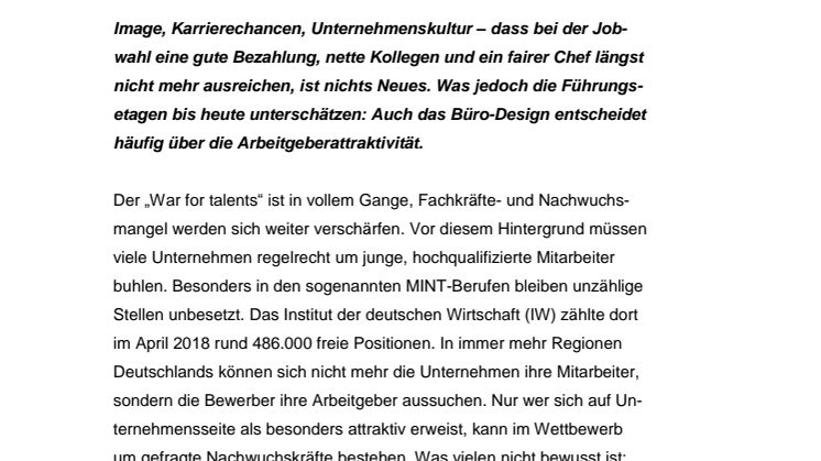Arbeitgeberattraktivität – Auf die Büroausstattung kommt es an