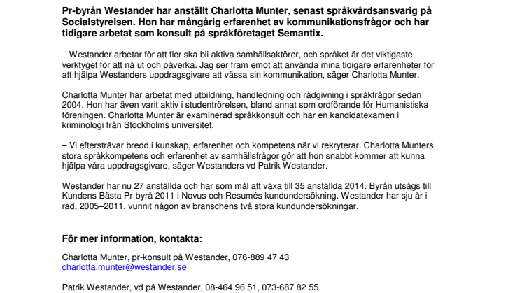 Westander värvar språkkonsult