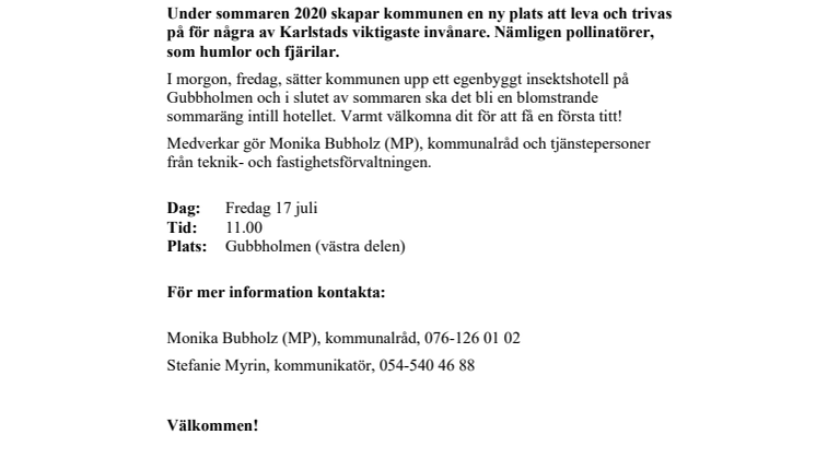 Pressinbjudan: Nytt hotell och matbuffé på Gubbholmen