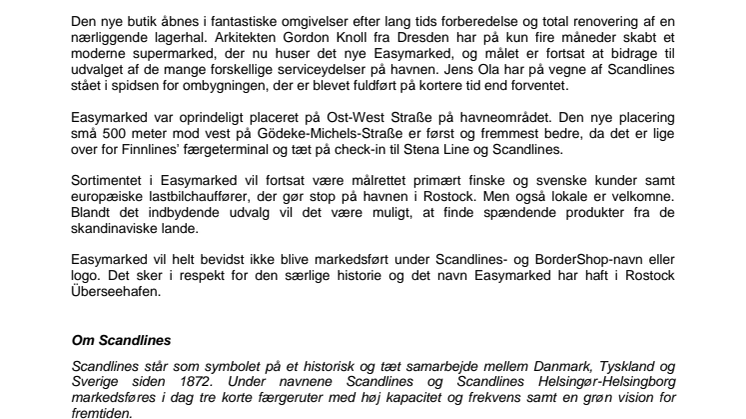 Scandlines åbner Easymarked i Rostock Havn