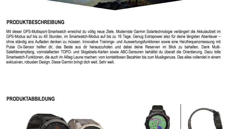 Garmin Datenblatt fenix 6 Pro Solar-Serie UH