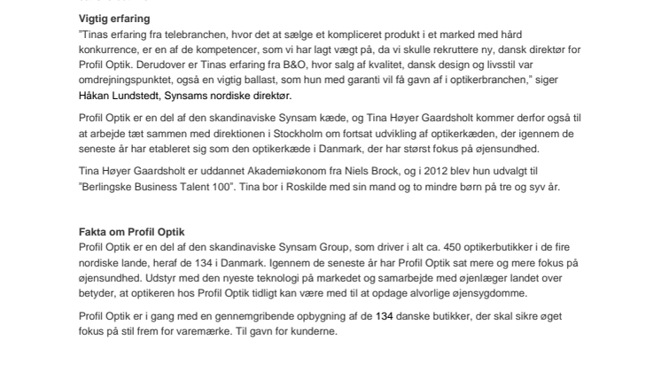 Profil Optik ansætter ny direktør