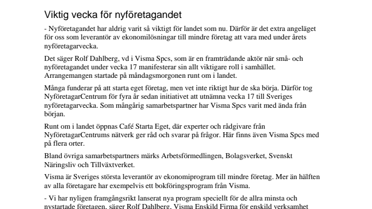Viktig vecka för nyföretagandet