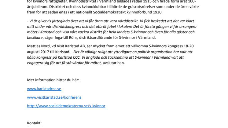 S-kvinnors kongress till Värmland