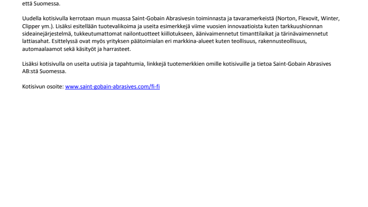 Saint-Gobain Abrasives lanseeraa uuden kotisivun