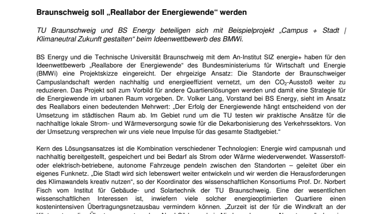 Braunschweig soll „Reallabor der Energiewende“ werden