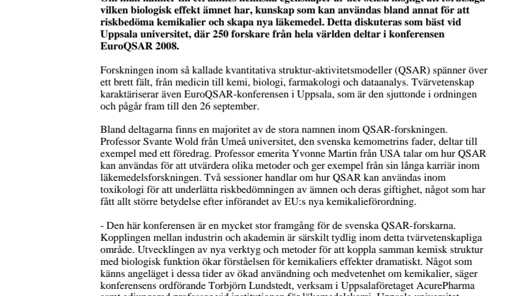 Tvärvetenskaplig konferens ger ökad kunskap om livsnödvändiga kemikalier