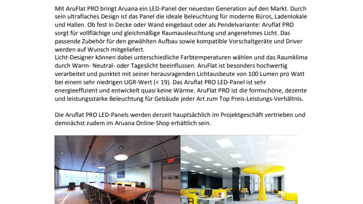 Formschön, superflach und vielseitig: Das LED-Panel AruFlat PRO von Aruana LED
