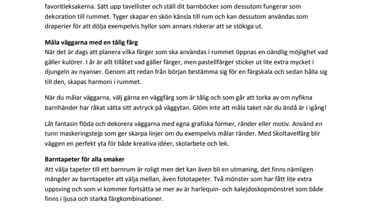 Massor med färger och mönster i höstens barnrum