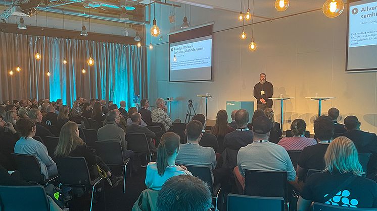 Leif Nixon var en av talarna under seminariet Digitalisering av VA-sektorn – möjligheter, utmaningar och vägen framåt på VA-mässan.