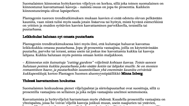Suomalaisten suosivat yhä enemmän omatoimista hyötyviljelyä niin parvekkeella kuin puutarhassa – vuonna 2020 myös leikkokukkien kasvattaminen on nousussa