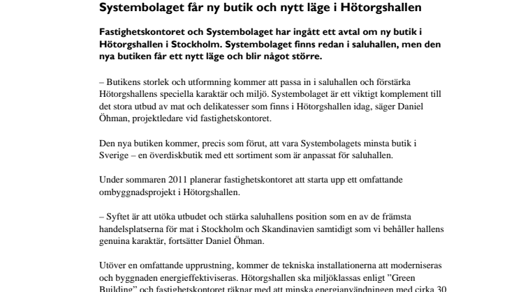 Systembolaget får ny butik och nytt läge i Hötorgshallen