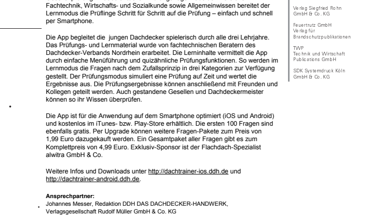 Spielerisch lernen mit der App „Dach Training“ von DDH