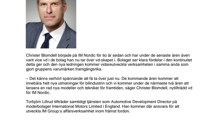 Christer Blomdell ny vd för Isuzu
