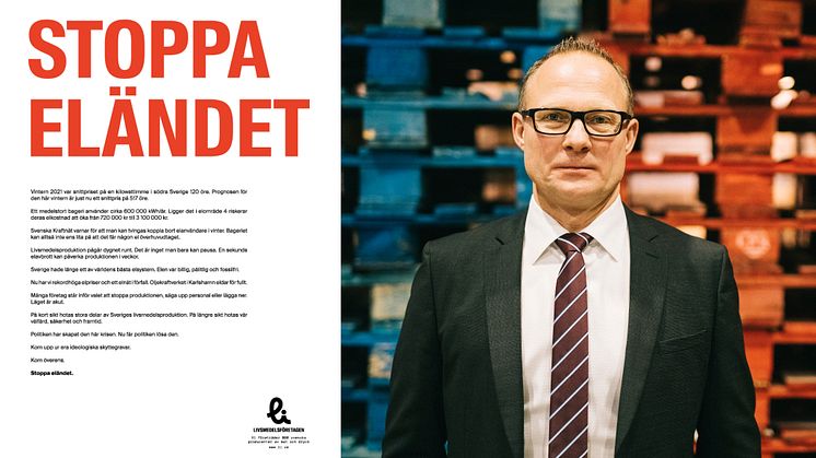 Livsmedelsföretagens vd Björn Hellman efterlyser politisk och nationell samling kring energifrågan.