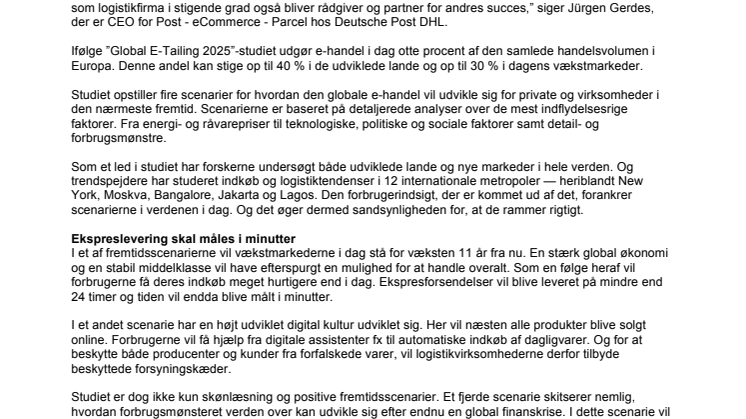 Den globale e-handel og logistikbranchen vil vokse markant frem til 2025