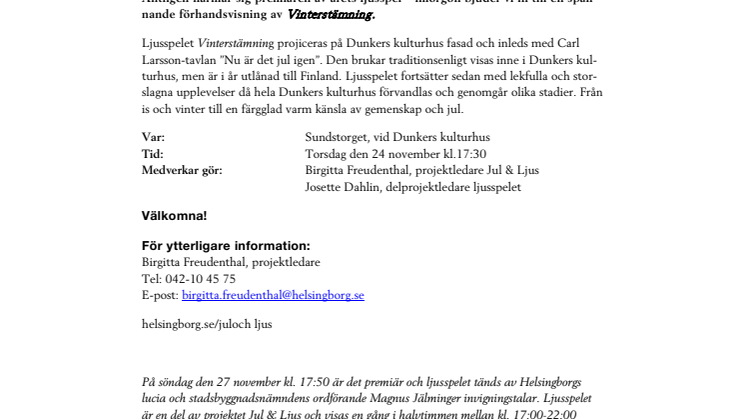 Välkomna på förhandsvisning av årets ljusspel