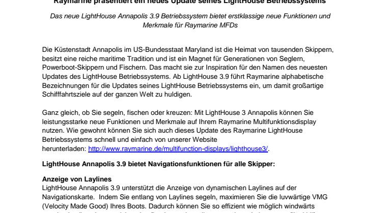 Raymarine Präsentiert Ein Neues Update Seines LightHouse Betriebssystems
