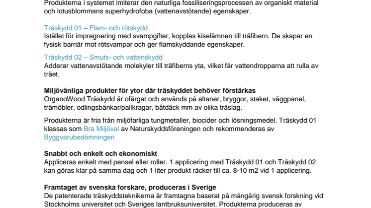 OrganoWood Träskydd i Welin & Co´s sortiment