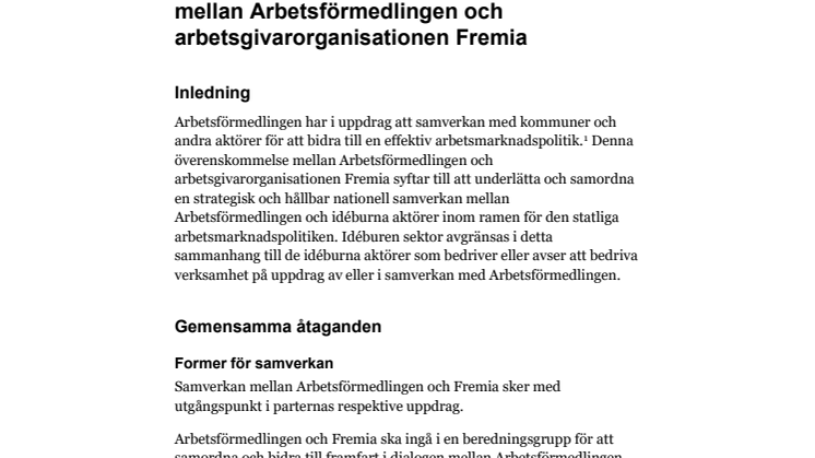 Nationell överenskommelse om samverkan mellan Arbetsförmedlingen och Fremia 20250410.pdf