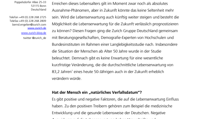 Langlebigkeit: Kalkulierbares Risiko?
