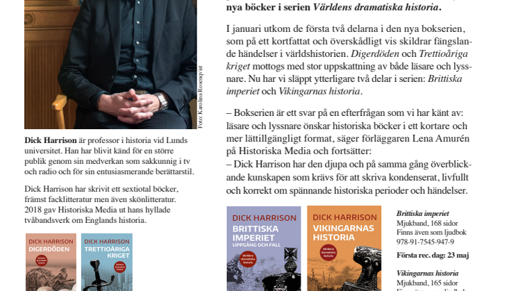 Dick Harrison gör succé med ny historisk bokserie