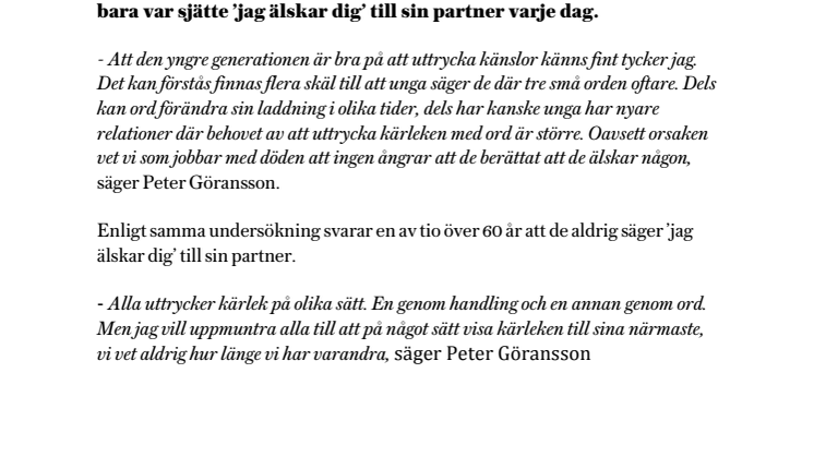 Unga har lättare att säga ’jag älskar dig’