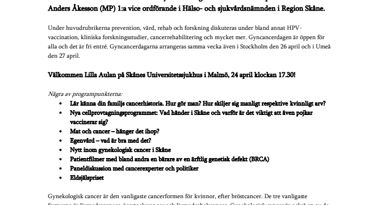 Gynekologisk cancer berör alla