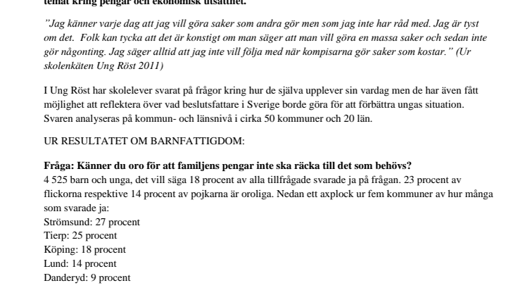 24 000 unga röster om barnfattigdom
