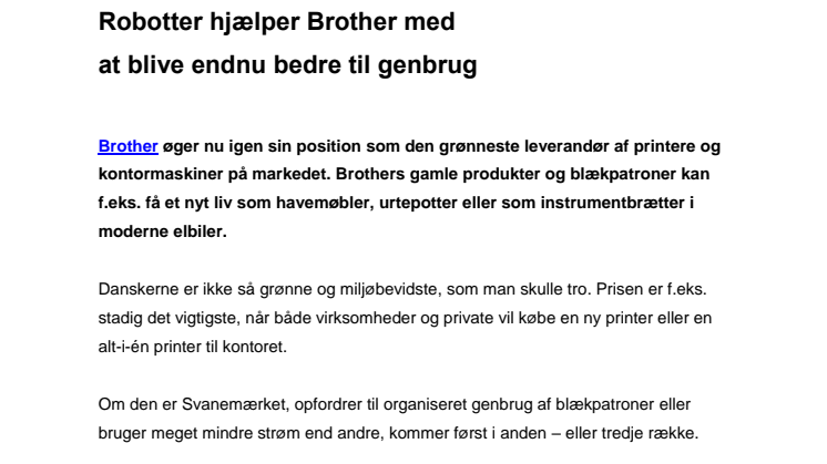 Robotter hjælper Brother med at blive bedre til genbrug