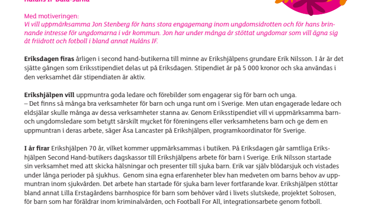 Jon Stenberg är årets Eriksstipendiat i Dala-Järna