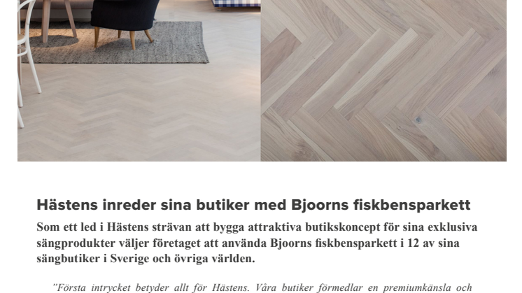 Hästens inreder sina butiker med Bjoorns fiskbensparkett